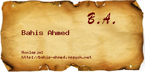 Bahis Ahmed névjegykártya